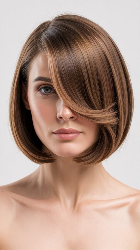 Collarbone Bob with Swooping Bangs