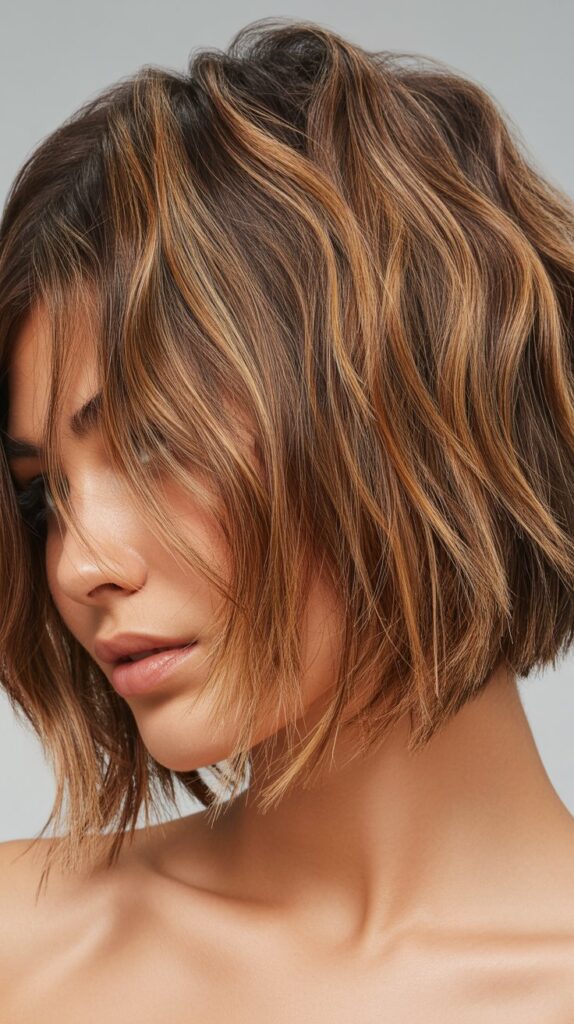 Choppy Bob with Balayage for Thick Hair