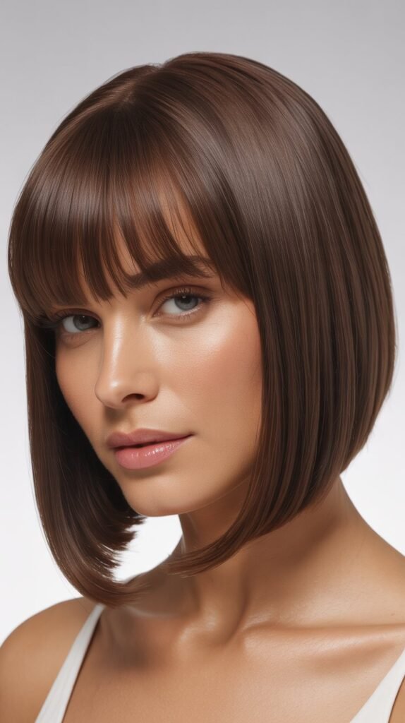  Chin-Length Bob with Arched Bangs
