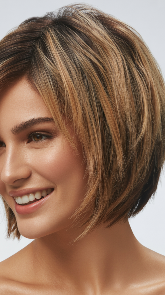 Choppy Bob with Dark Roots