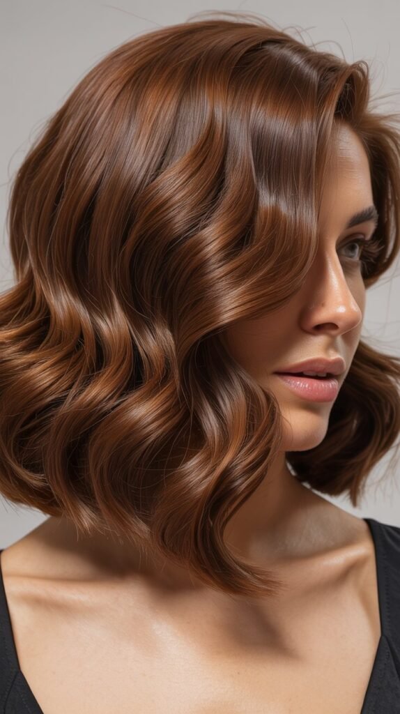 Side-Parted Wavy Angled Bob