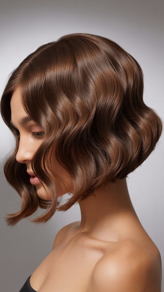Sleek Wavy Angled Bob