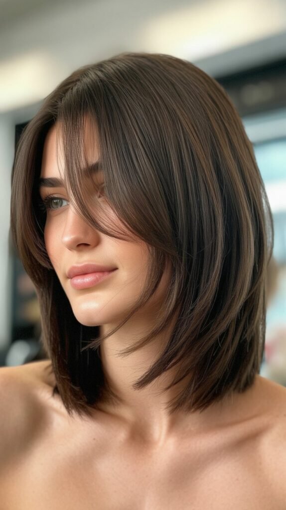  Choppy Long Bob with Curtain Bangs