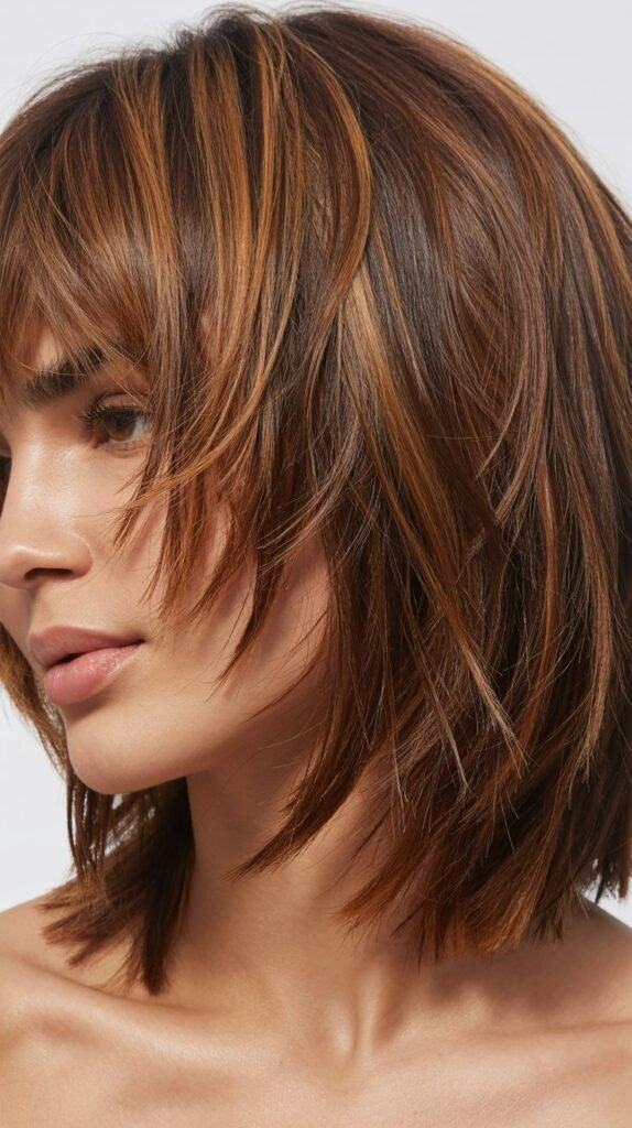 Layered Textured Bob with Choppy Bangs