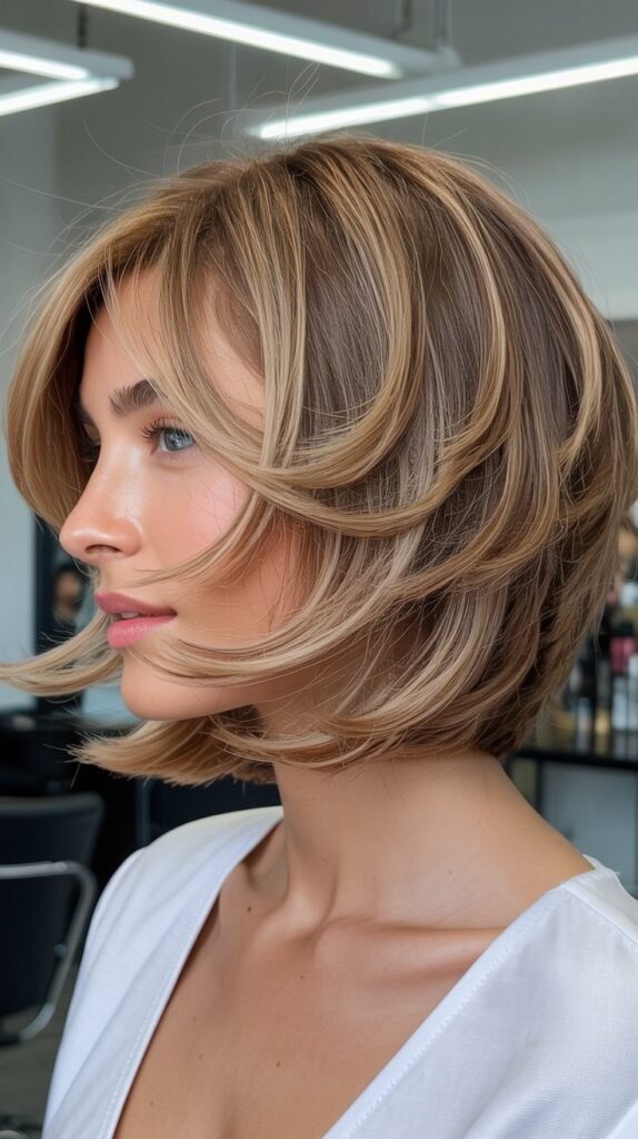 Soft Angled Bob with Feathered Layers