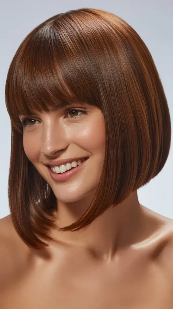 A-Line Lob with Heavy Bangs