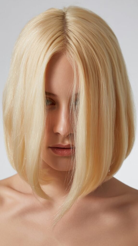 Long Bob with Center Part and Straight Styling