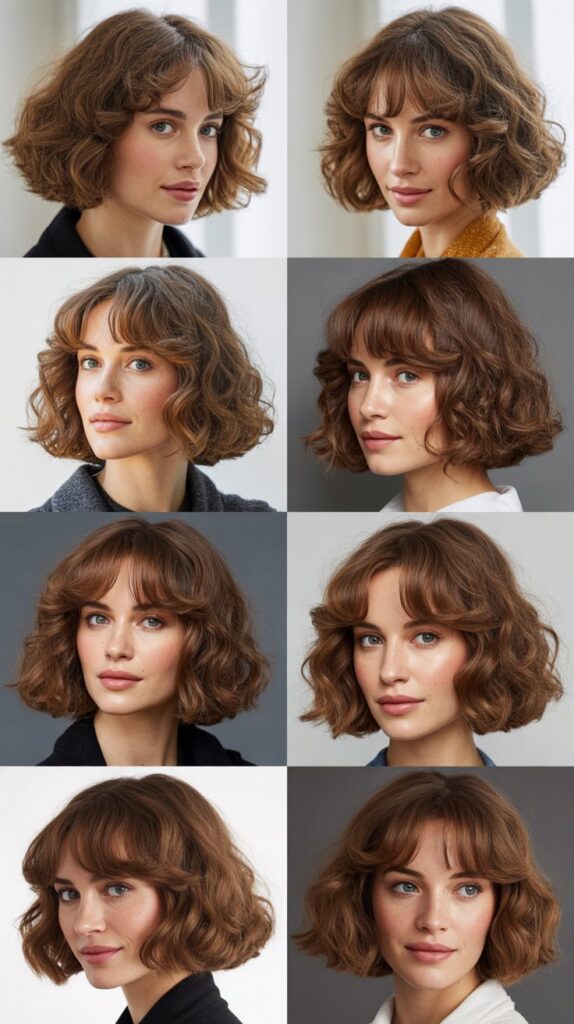 31 Stunning Wavy French Bob Haircuts for an Effortless Glow-Up 2 Textured Wavy Bob with Curtain Bangs