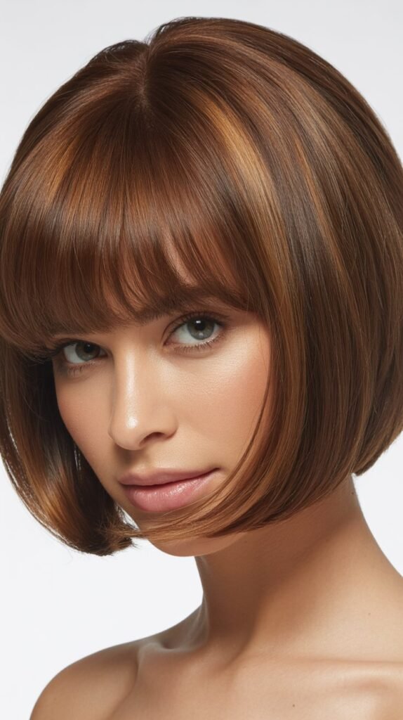 Voluminous Bob with Thick Bangs