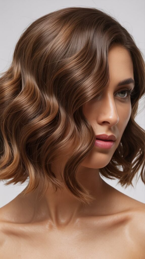 Asymmetrical Wavy Angled Bob