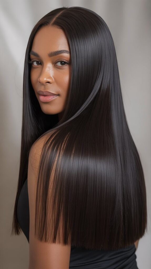 Blunt Cut Long Straight Hair