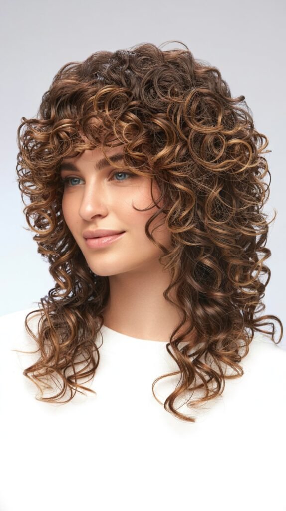 Layered Curly Waterfall Cut