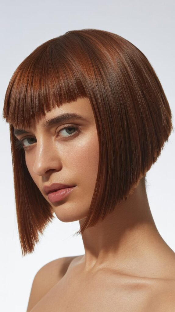 Edgy Angled Bob with Asymmetric Bangs