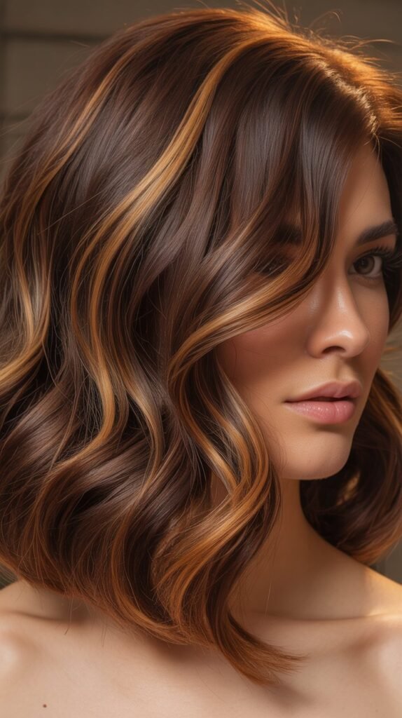 Textured Lob with Caramel Waves