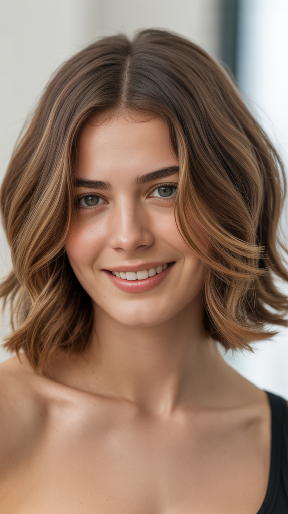  Soft Wavy Lob with Middle Part