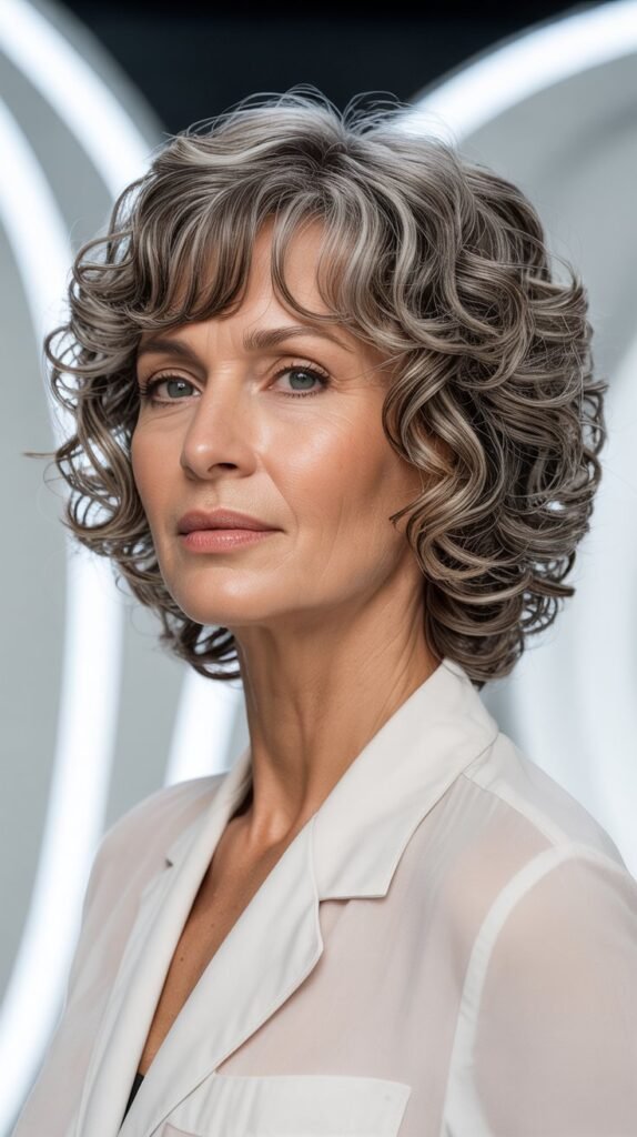 Curly Shag with Curtain Bangs