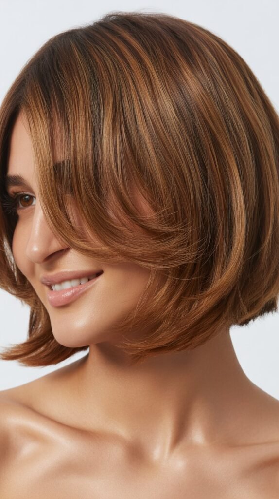 Wavy Bob with Soft Curtain Bangs