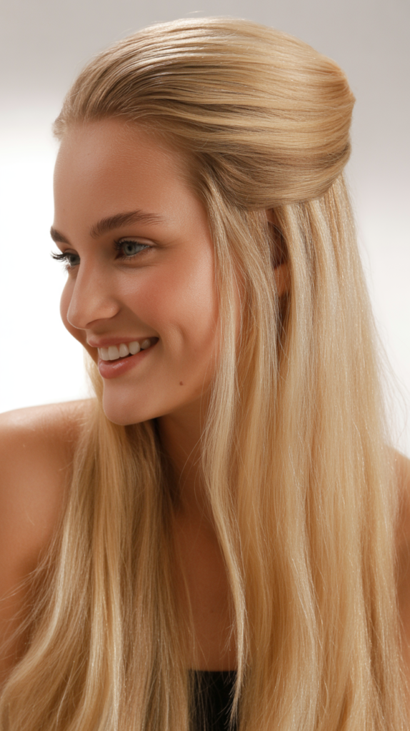 Half-Up Half-Down with Straight Texture