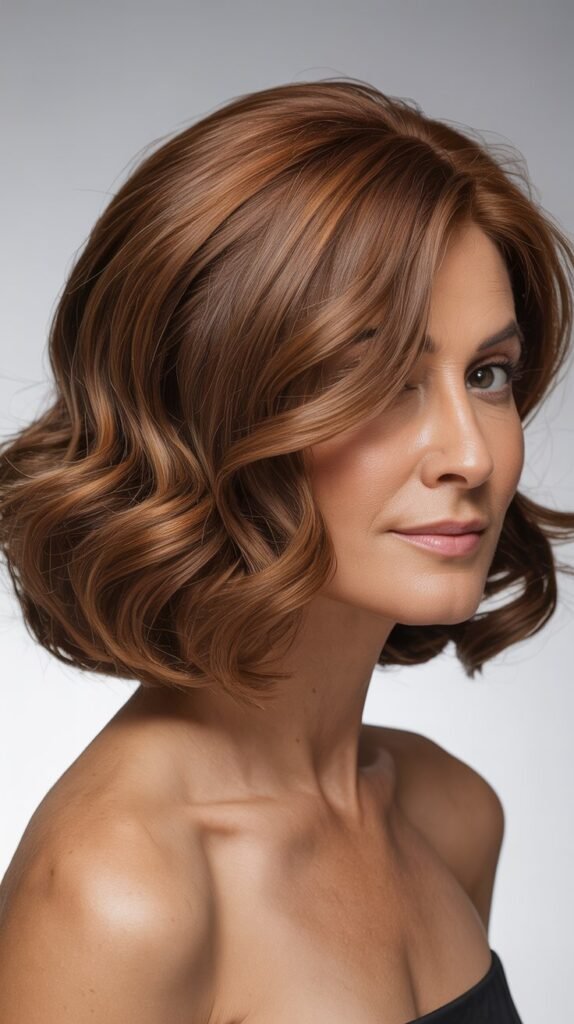 Wavy Angled Bob for Mature Women