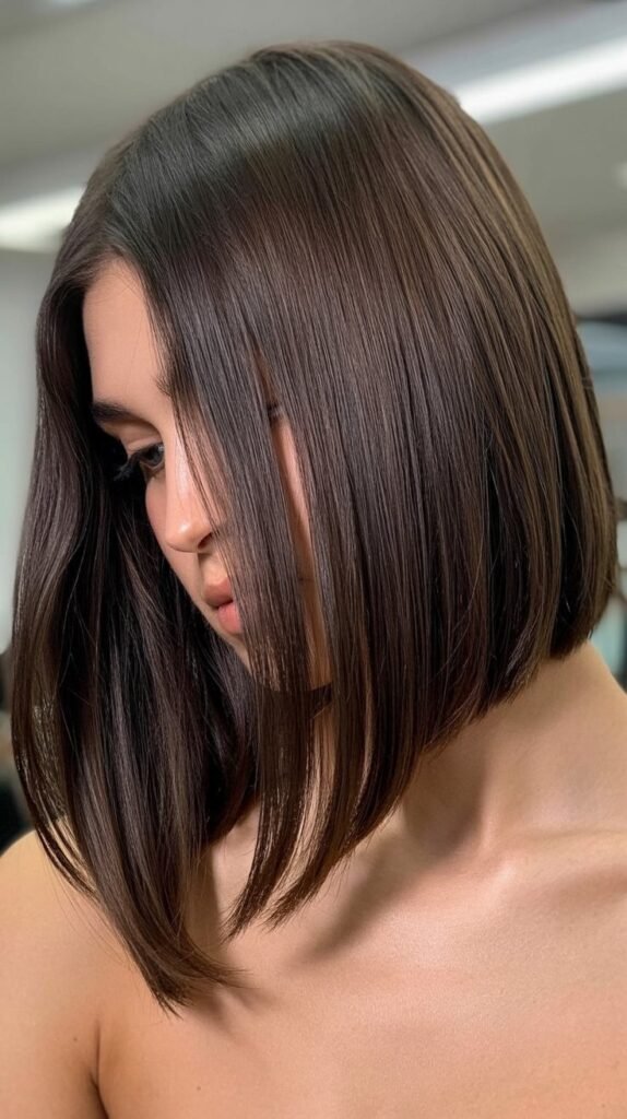 Long Angled Bob with Face-Framing Layers