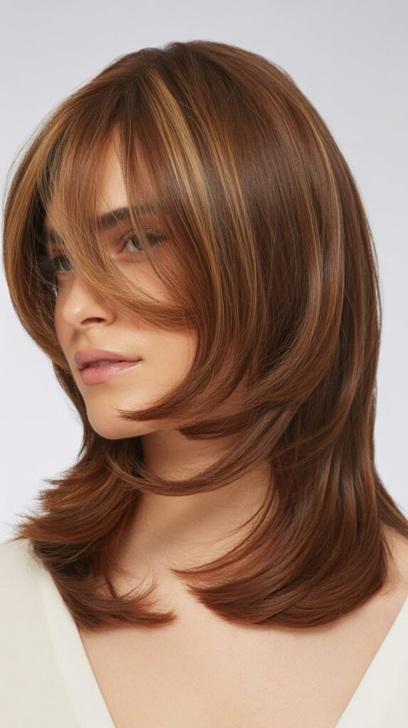 Long Bob with Curtain Bangs and Face-Framing Layers