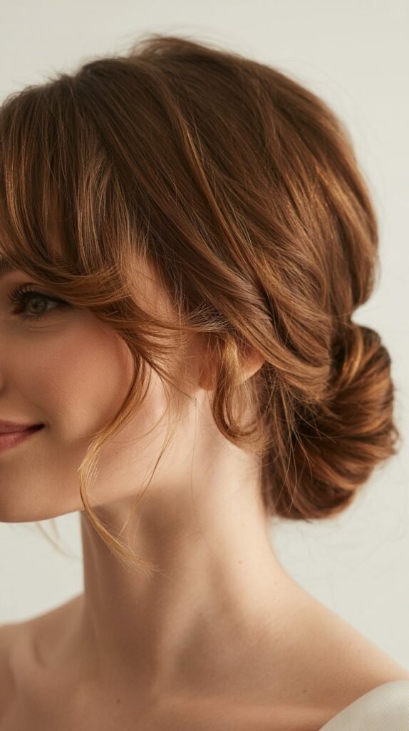 Messy Side Bun with Wispy Bangs