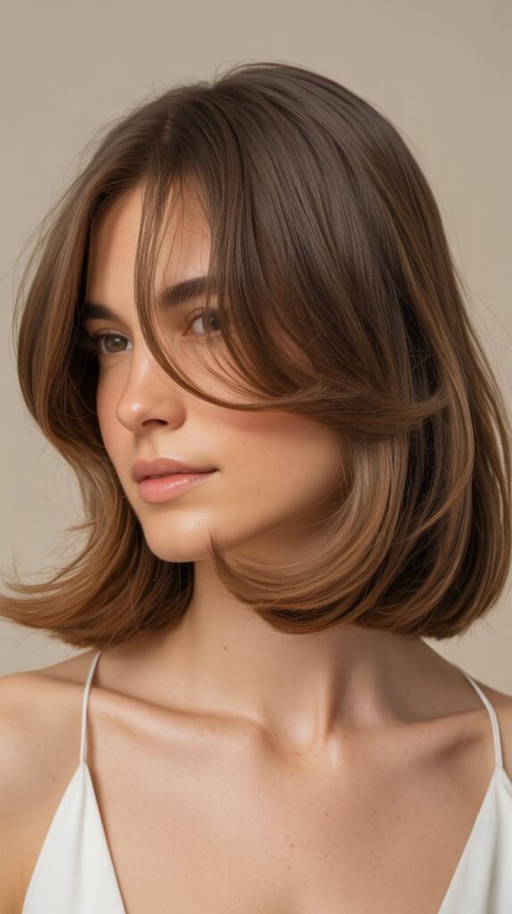 Long Bob with Curtain Bangs and Beach Waves