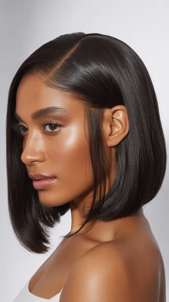 Sleek Straight Side Part Bob