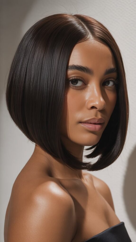 Asymmetrical Bob with Middle Part