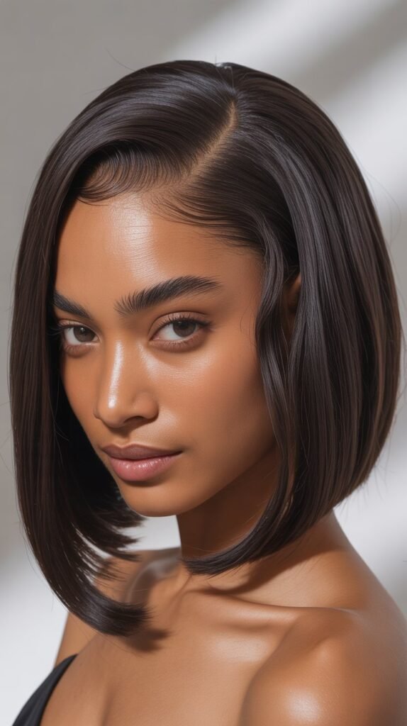 Blunt Cut Middle Part Lob