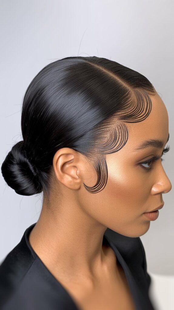 Sleek Low Bun with Edges