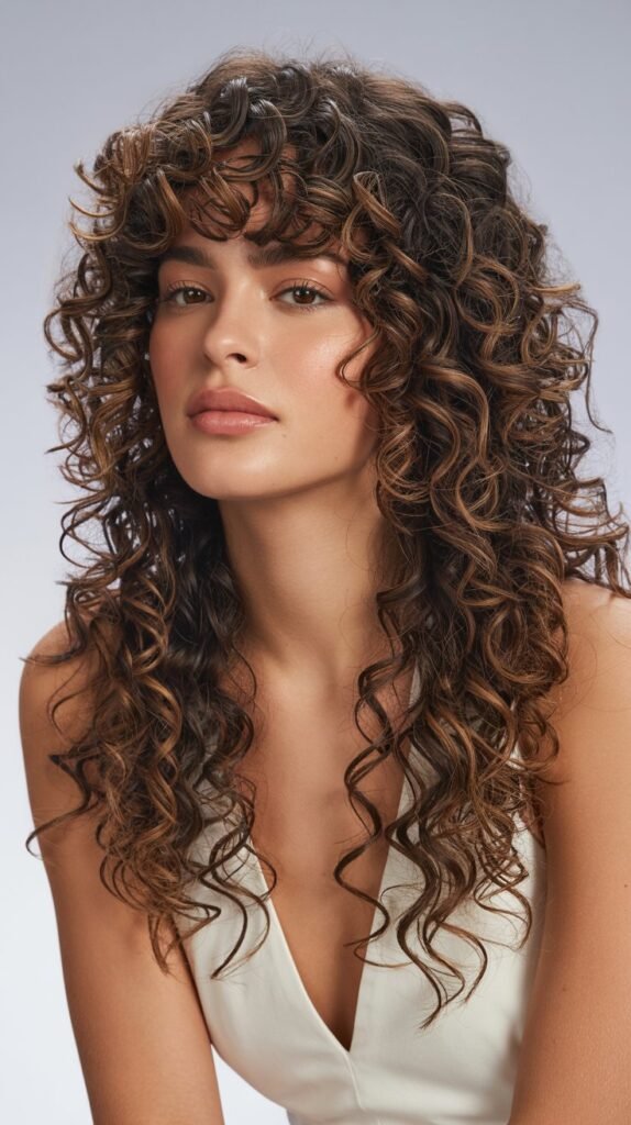 V-Shaped Long Curly Cut