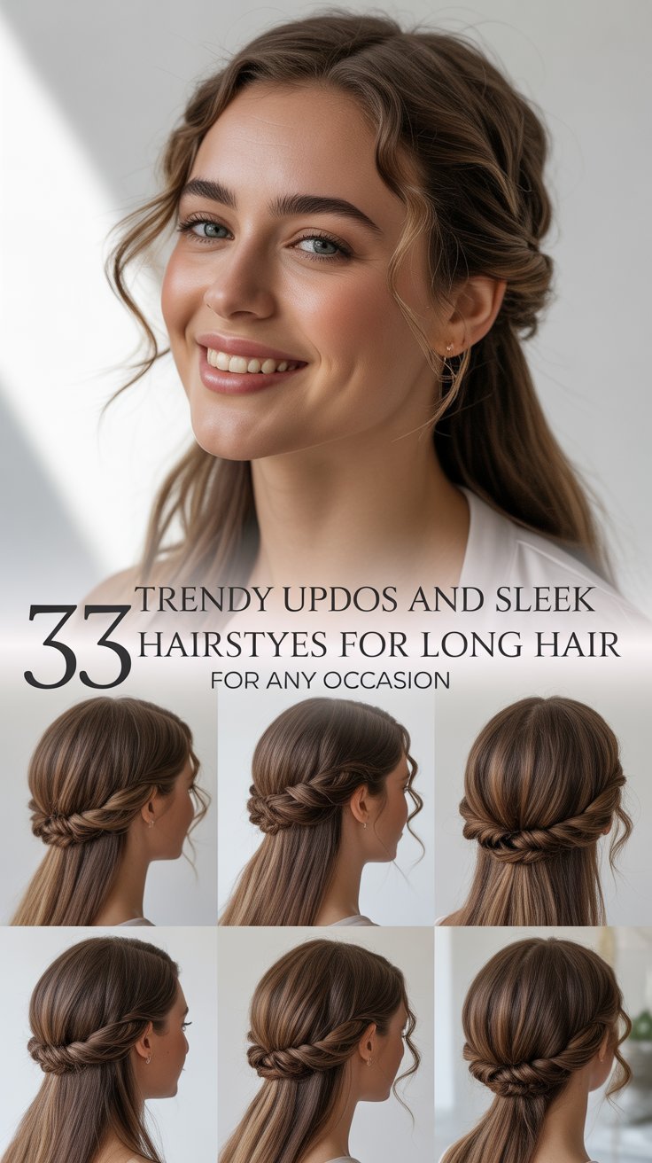 33 Trendy Updos and Sleek Hairstyles for Long Hair for Any Occasion