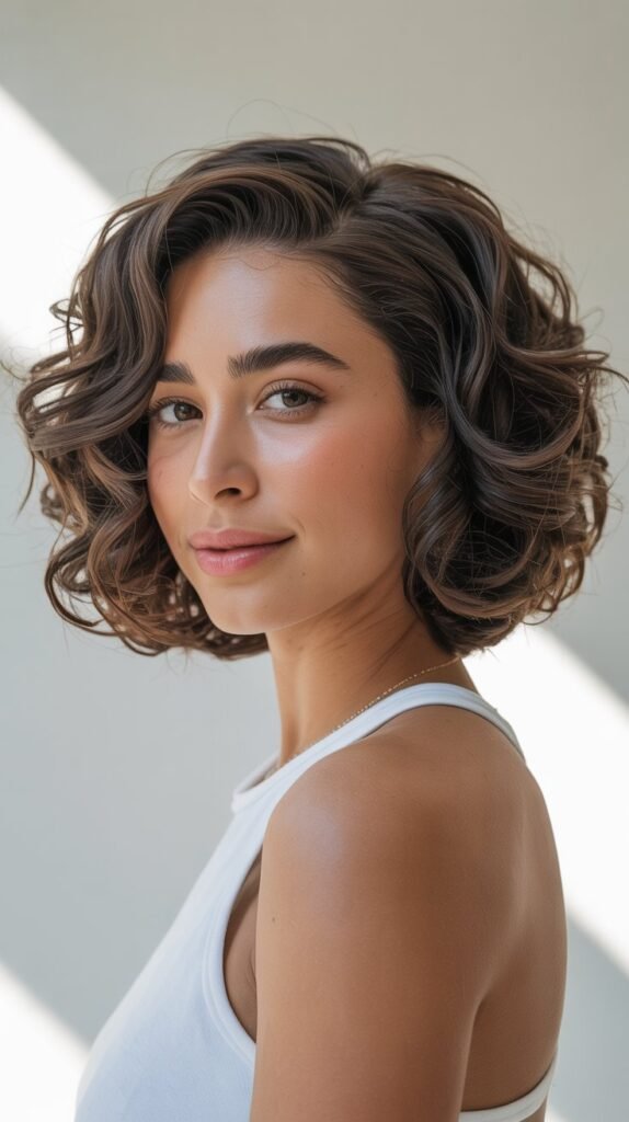 Curly Angled Bob