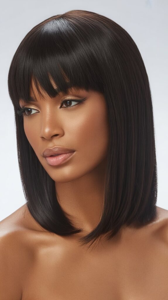 Straight Wig with Blunt Bangs