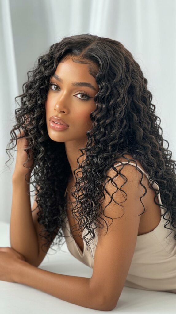 Long Curly Wig with Middle Part