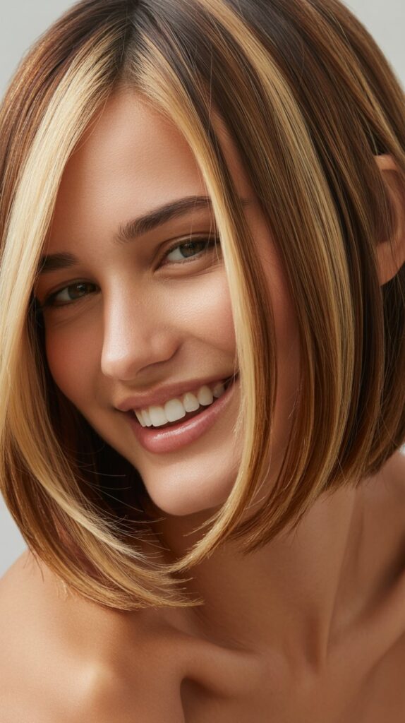 Angled Bob with Face-Framing Highlights