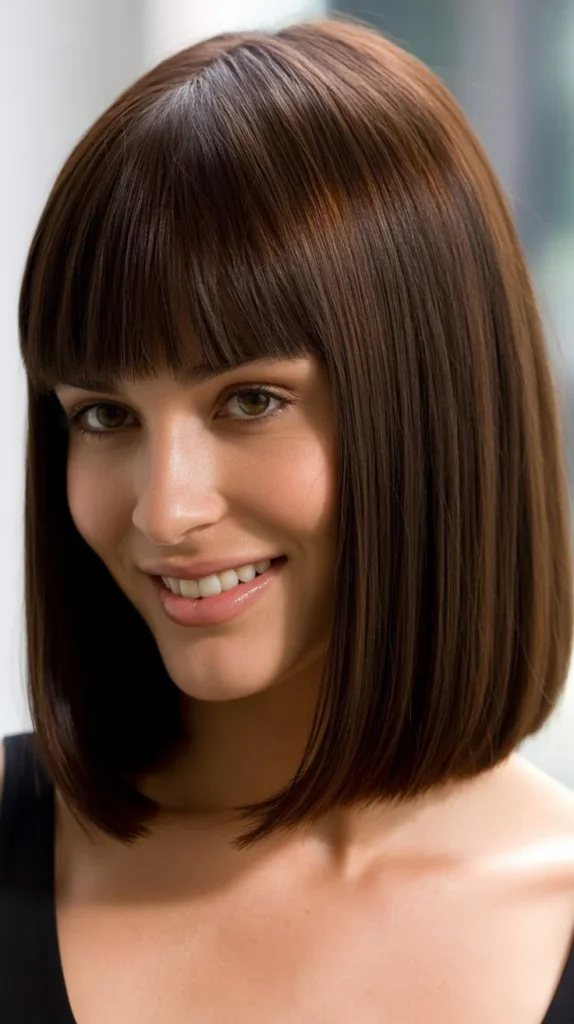 Blunt Long Bob with Bangs