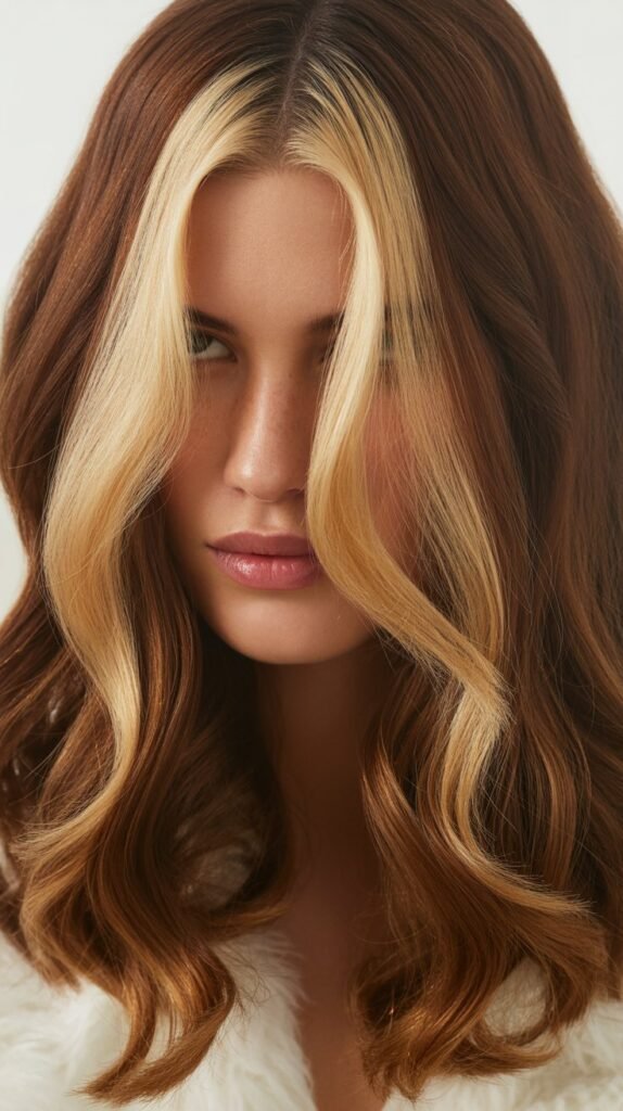 Brunette with Blonde Face-Framing