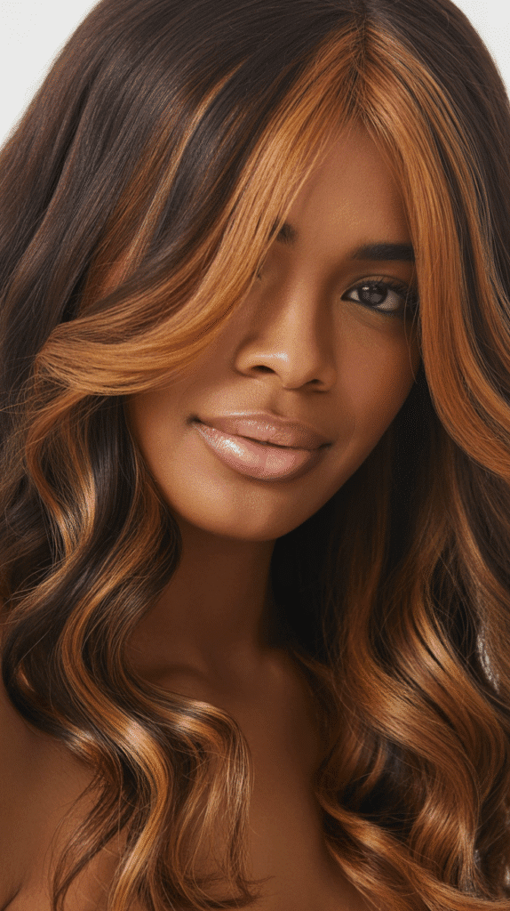 25 Beautiful Brown Wig with Caramel Highlights 14 Brown Wig with Caramel Highlights for Dark Skin Tones