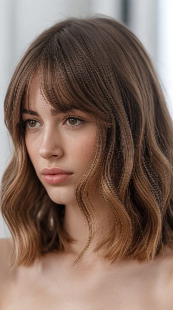 Long Bob with Curtain Bangs and Kinked Waves