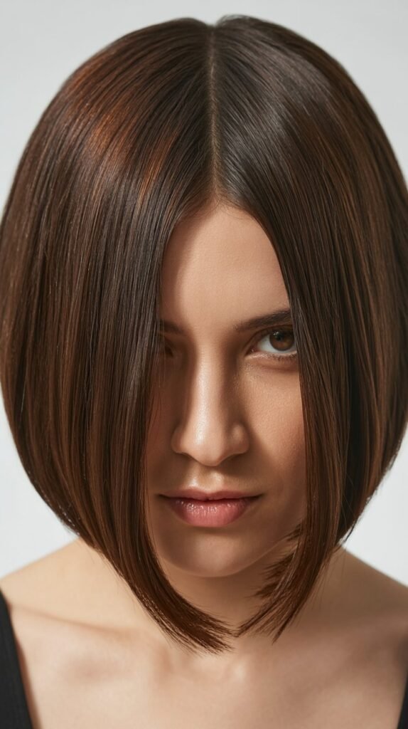 Sleek Straight Bob with Middle Part