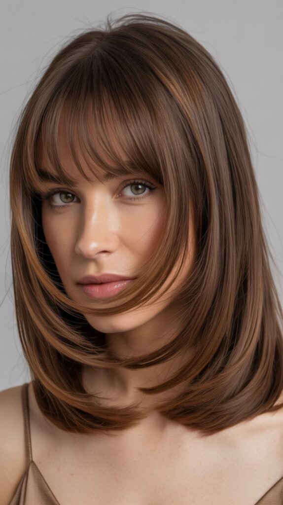 Long Bob with Curtain Bangs and Face-Framing Layers