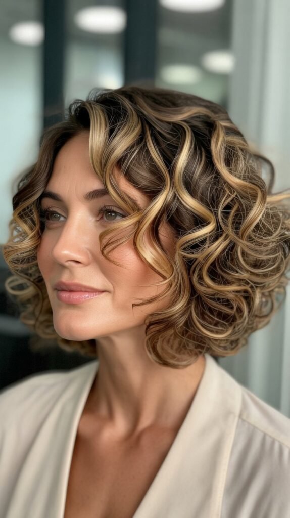 Curly Bob with Highlights