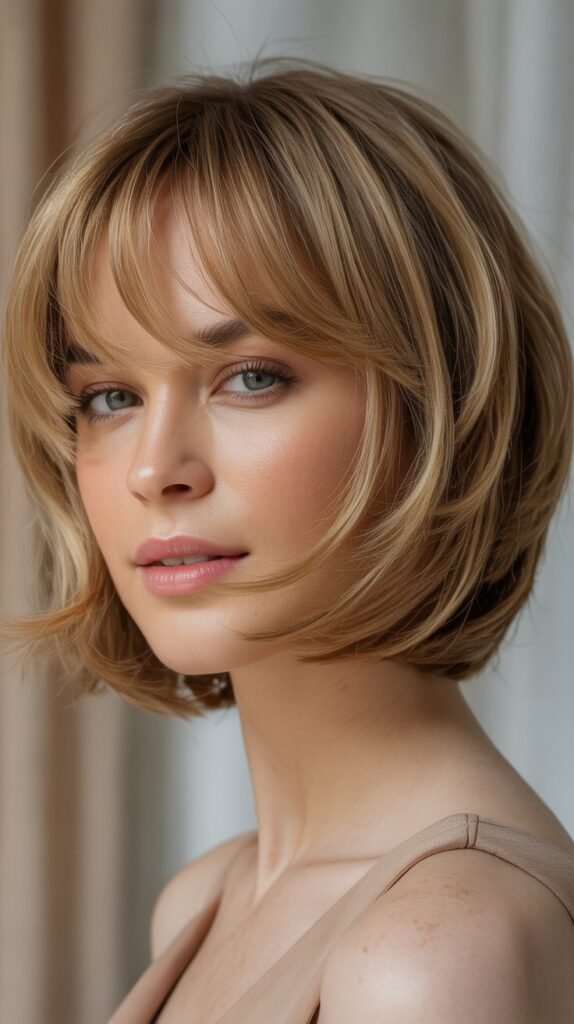 Soft Layered Bob with Feathery Fringe