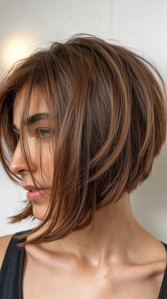 Messy Angled Bob with Lived-In Layers