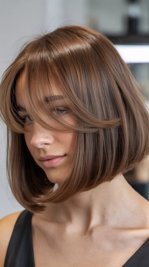 Soft Angled Bob with Wispy Bangs