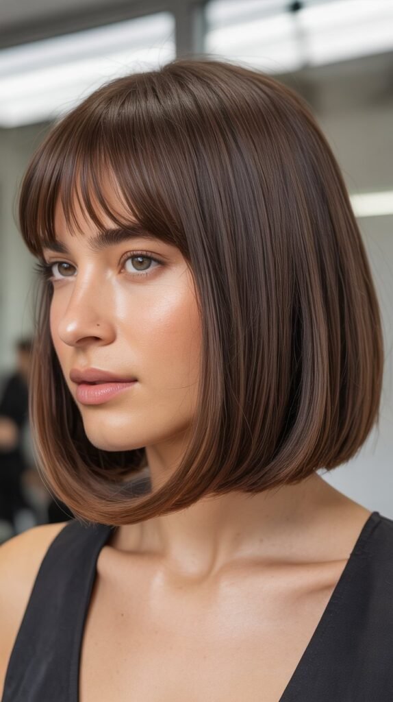 Precision Lob with Micro Curtain Bangs
