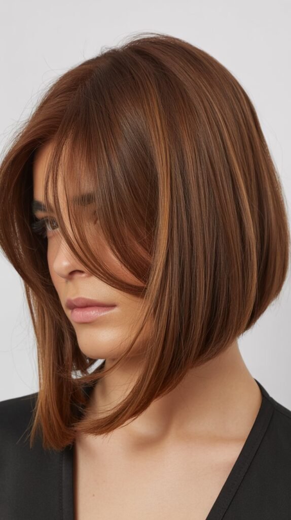 Asymmetrical Bob with Dramatic Curtain Bangs