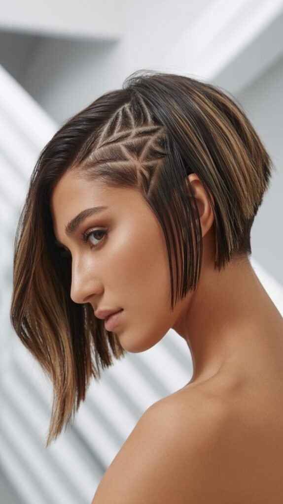 Angled Bob with Undercut Design